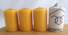 4 Stück Kerzen, 10 x 6 cm, Stumpenform, aus 100 % Bienenwachs