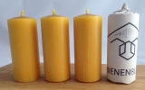 4 Stück Kerzen, 12 x 5 cm, Stumpenform, aus 100 % Bienenwachs