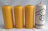 4 Stück Kerzen, 12 x 5 cm, Stumpenform, aus 100 % Bienenwachs