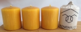 4 Stück Kerzen, 10 x 8 cm, Stumpenform, aus 100 % Bienenwachs