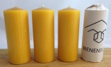 4 Stück Kerzen, 15 x 6 cm, Stumpenform, aus 100 % Bienenwachs